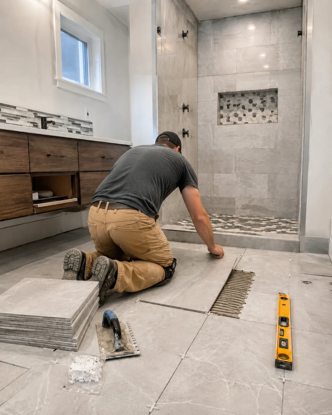 Bathroom tile installation